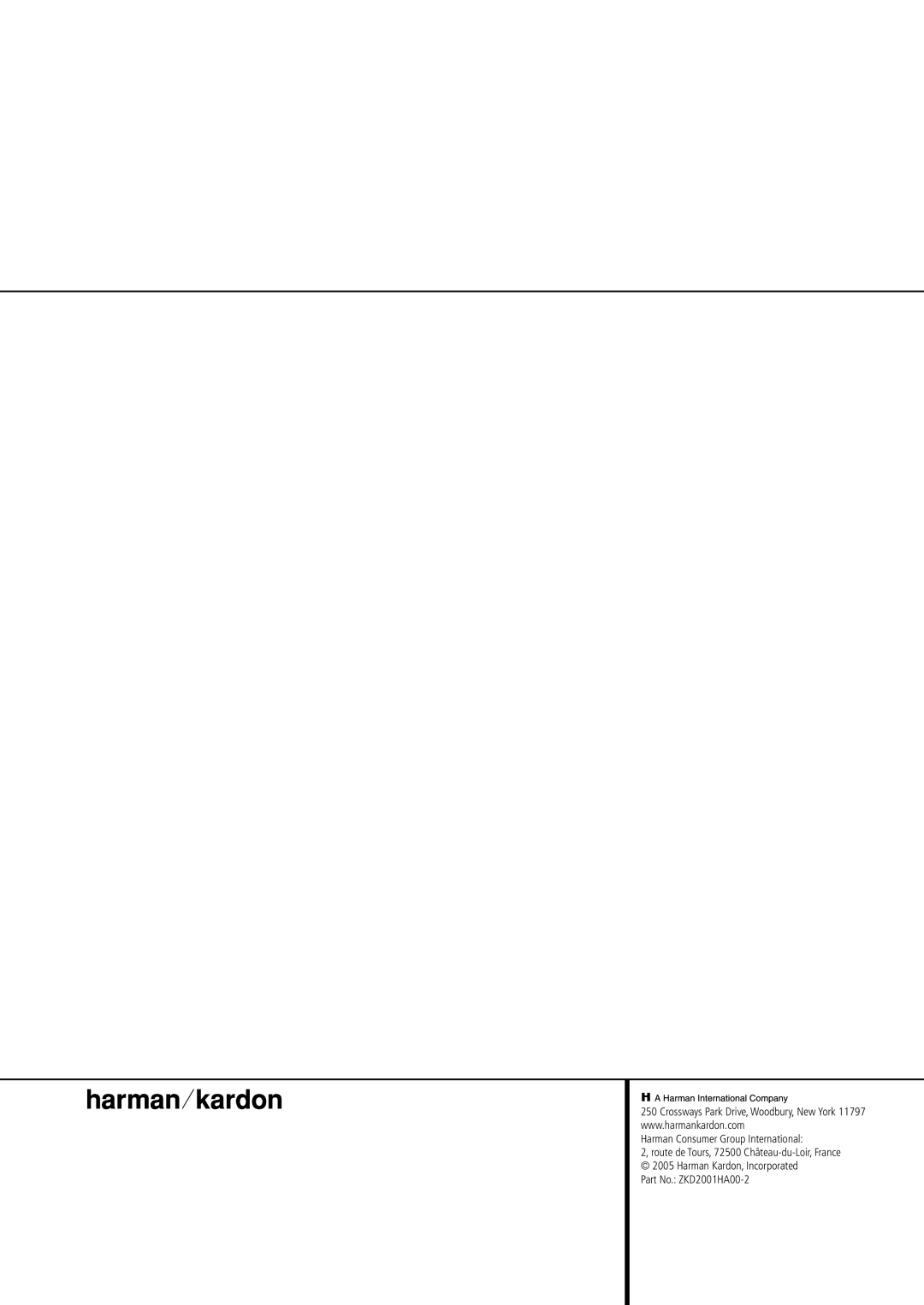 Harman-Kardon AVR 435 owner manual Harman Consumer Group International 