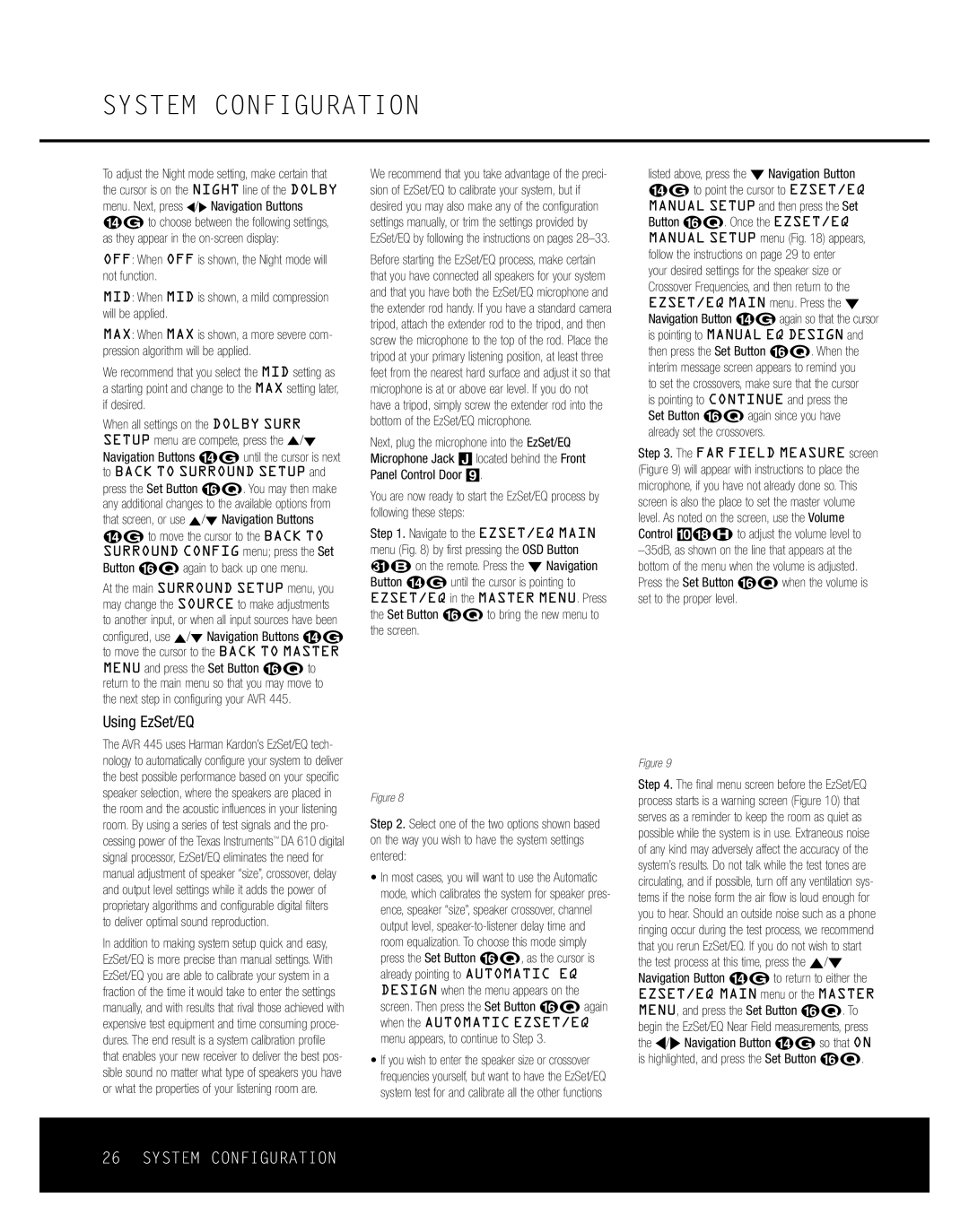 Harman-Kardon AVR 445 owner manual Using EzSet/EQ 