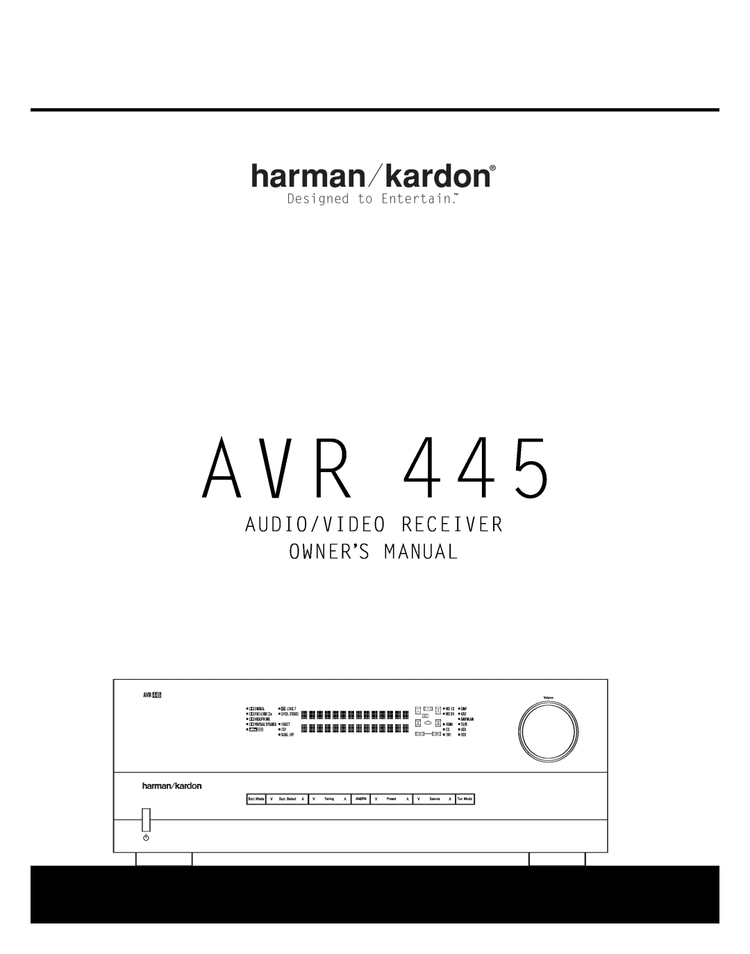 Harman-Kardon AVR 445 owner manual Designed to Entertain 