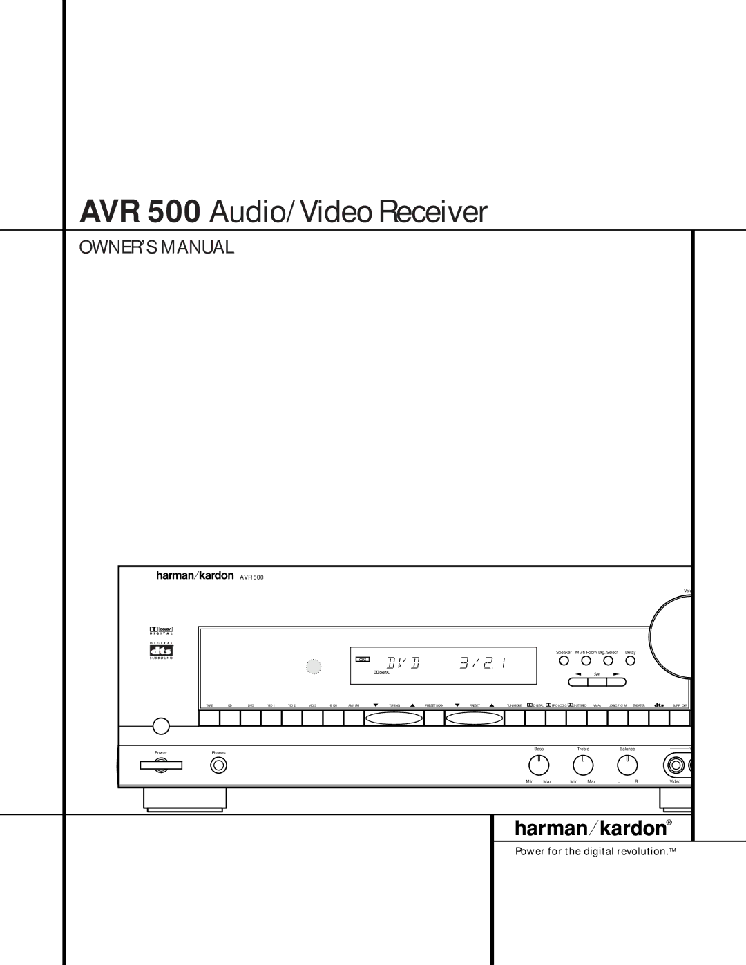 Harman-Kardon manual AVR 500 Audio/Video Receiver 