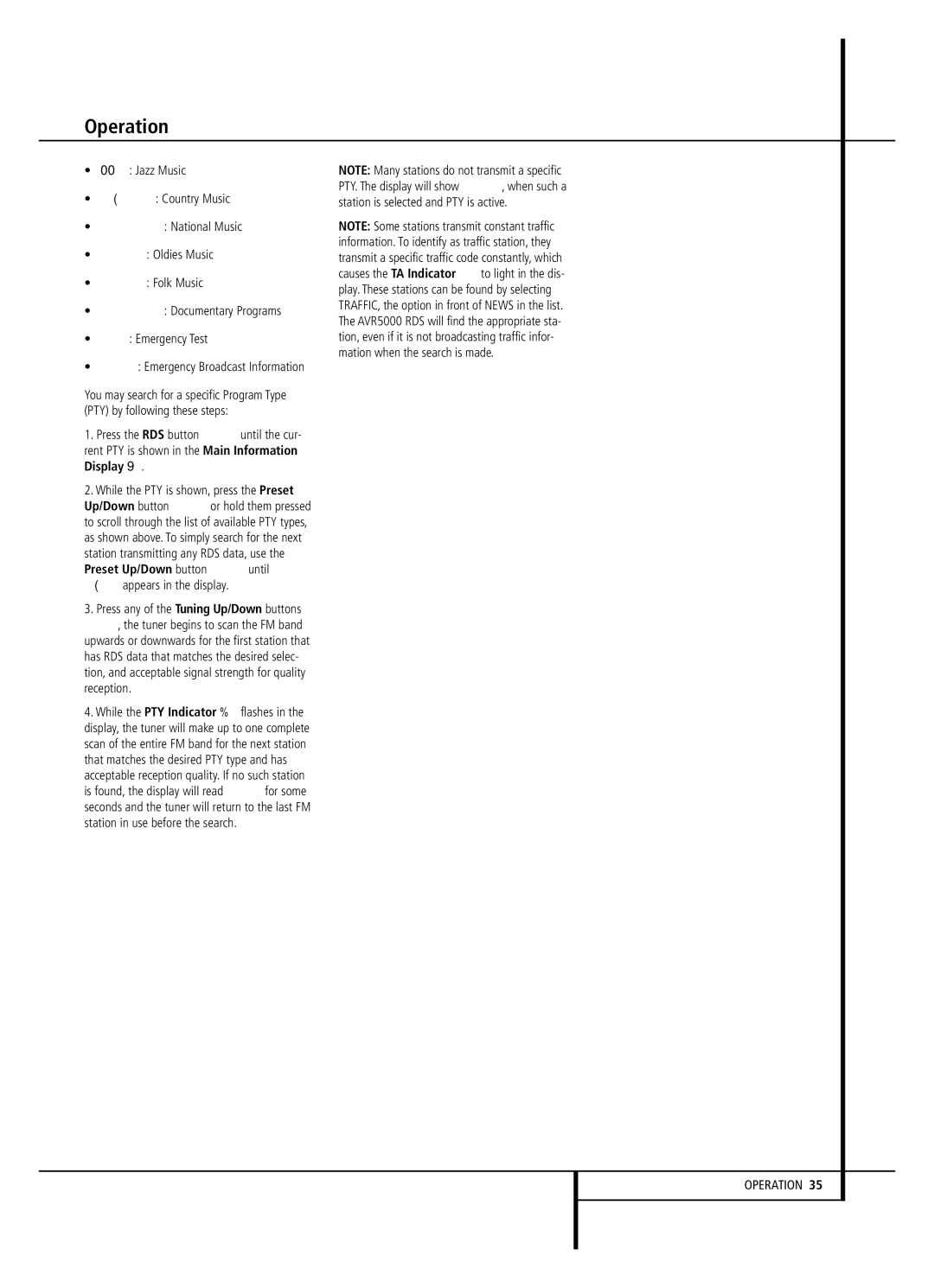 Harman-Kardon AVR 5000 owner manual Operation 