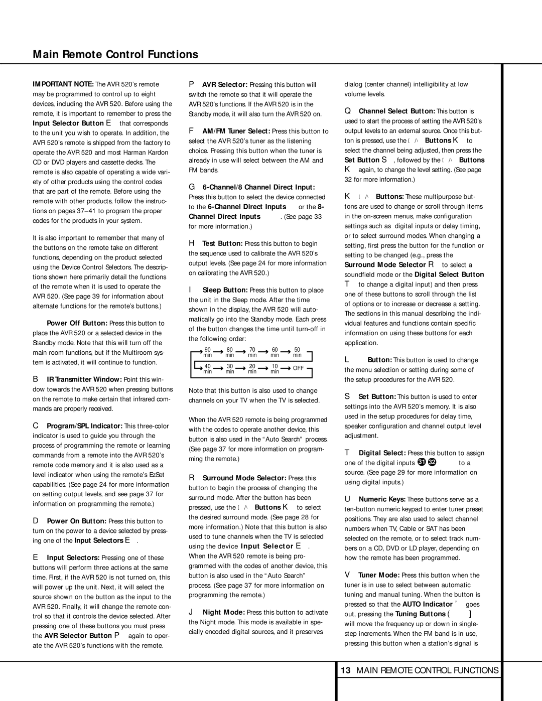 Harman-Kardon AVR 520 owner manual Dialog center channel intelligibility at low volume levels, Off 