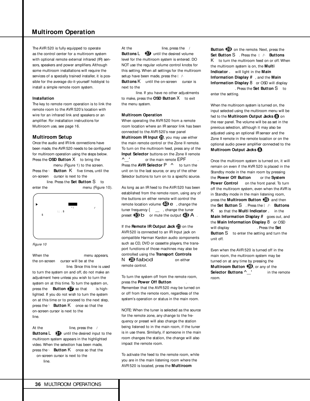 Harman-Kardon AVR 520 owner manual Multiroom Operation, Multiroom Setup, Installation 