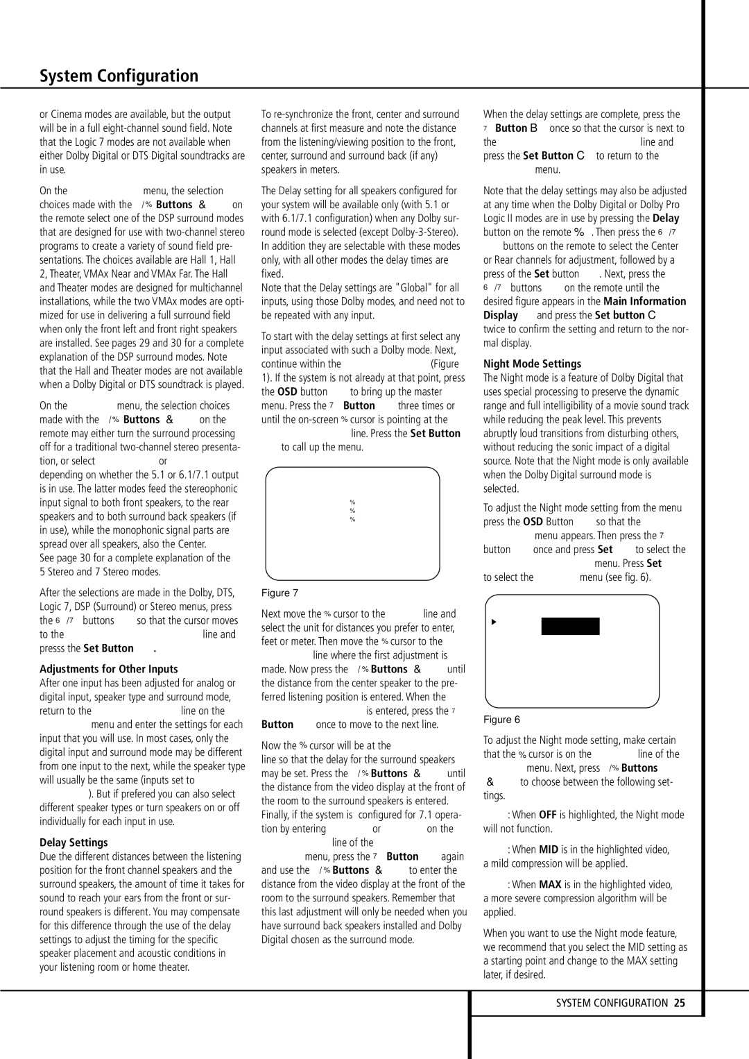 Harman-Kardon AVR 5550 owner manual Adjustments for Other Inputs, Delay Settings, To call up the menu, Button on the remote 