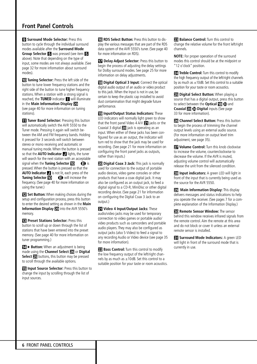 Harman-Kardon AVR 5550 owner manual See page 40 for more information on tuning stations, Coaxial Ó, For more information 