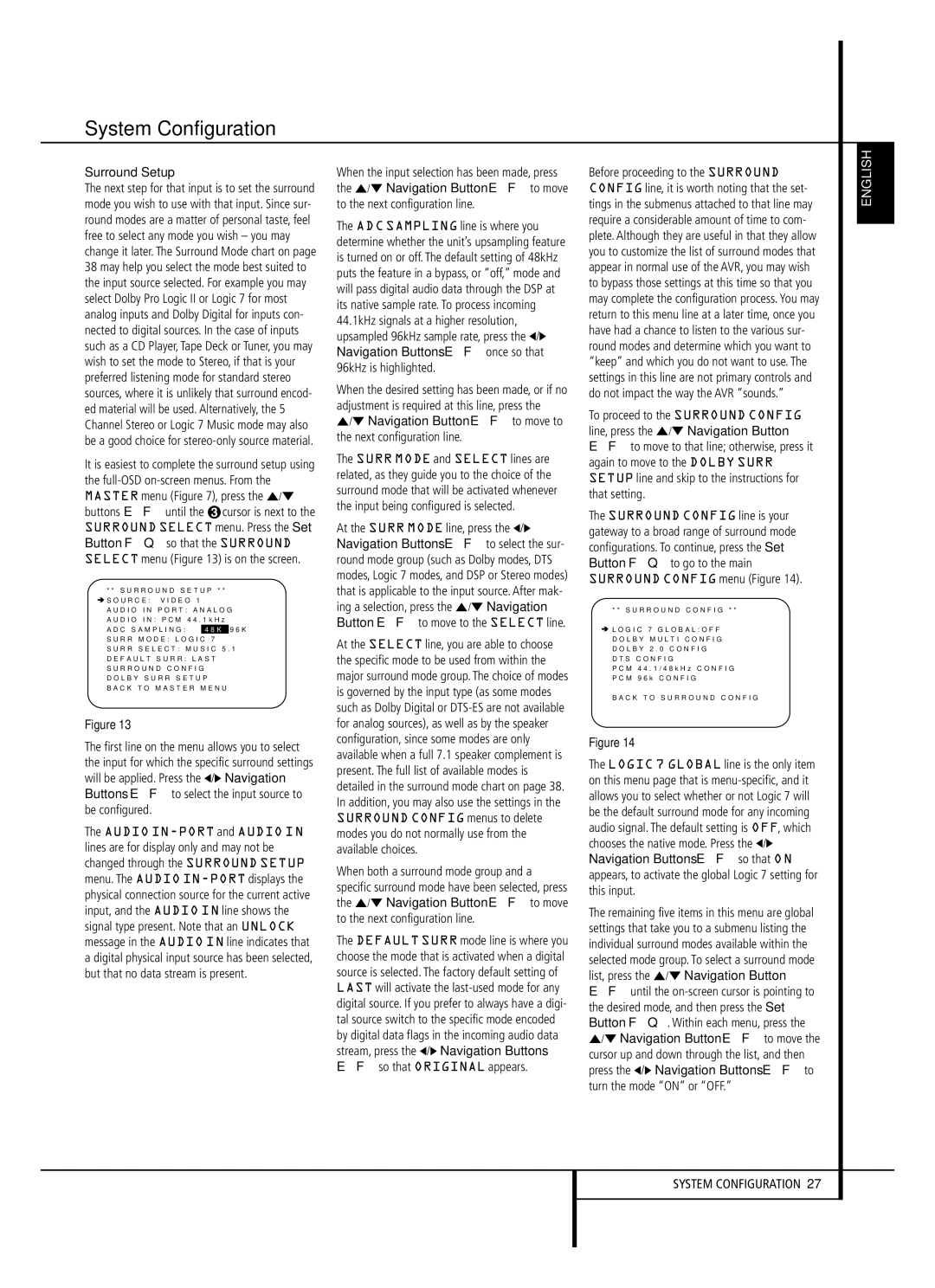 Harman-Kardon AVR 645 owner manual Surround Setup 