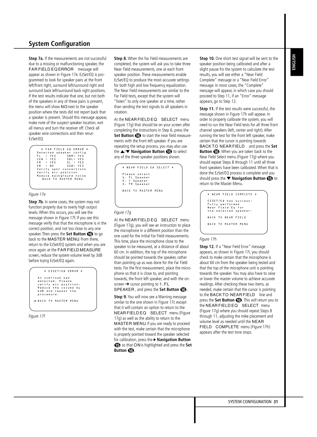 Harman-Kardon AVR 645 owner manual So that on is highlighted and press the Set Button F, R F I E L D E Q 