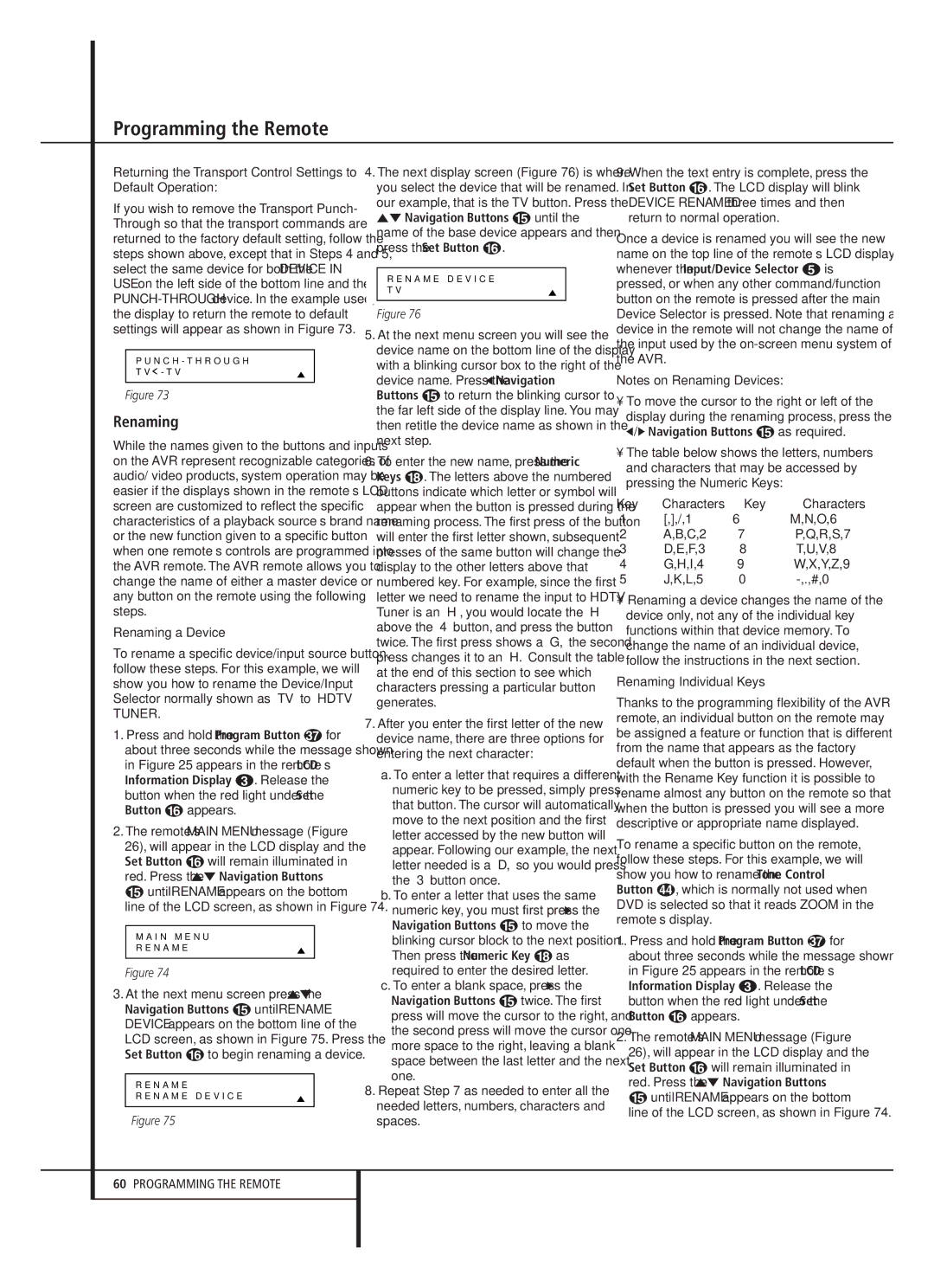 Harman-Kardon AVR 645 owner manual Renaming, ‹ /› Navigation Buttons E as required 