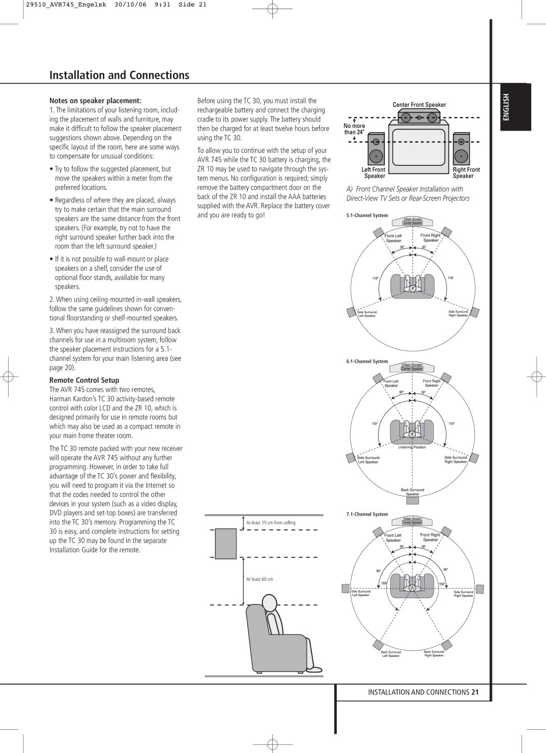 Harman-Kardon AVR 745 owner manual Remote Control Setup 