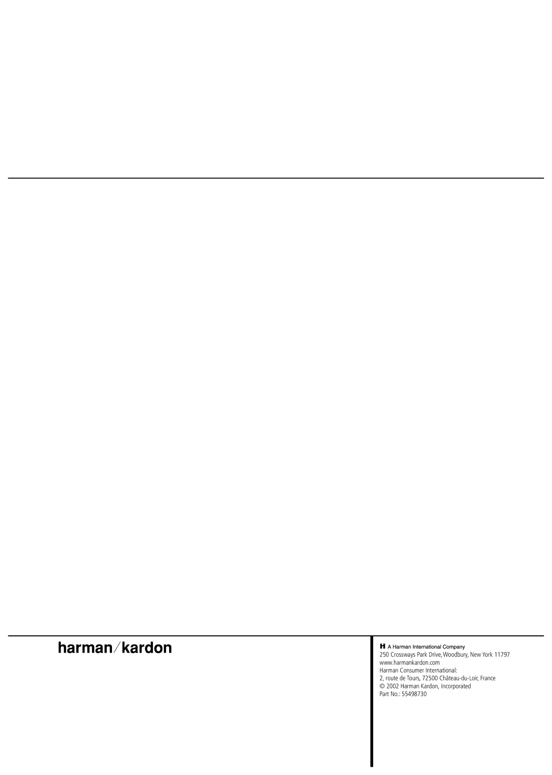 Harman-Kardon AVR1550 owner manual Harman Consumer International 