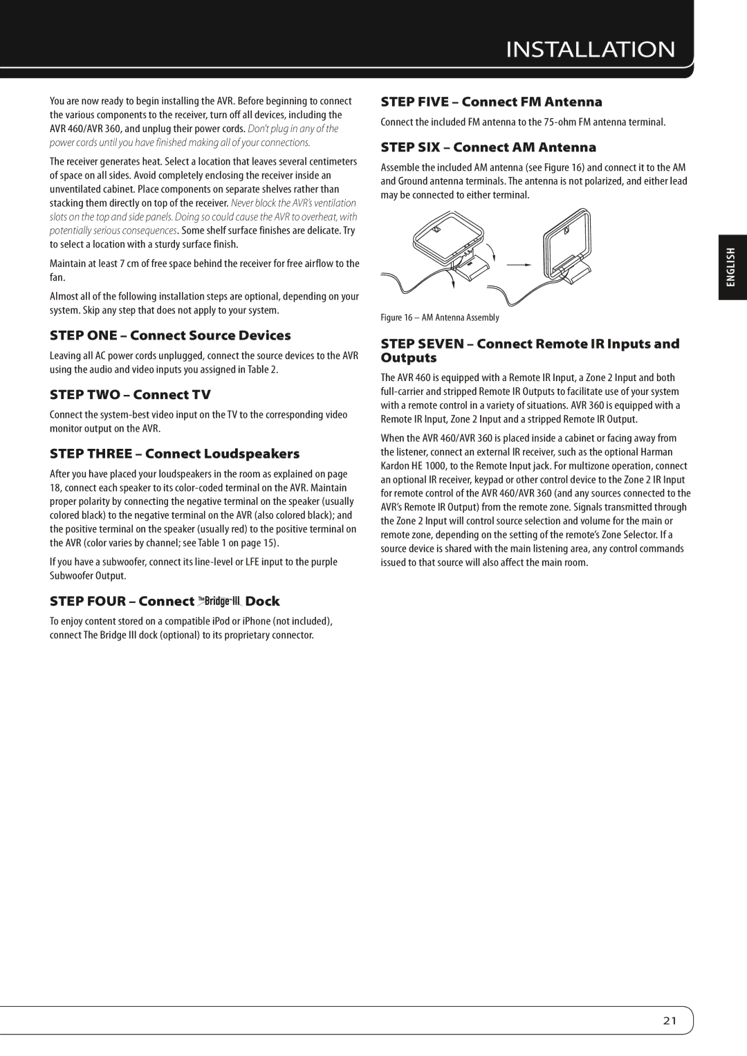 Harman-Kardon AVR360 owner manual Installation 