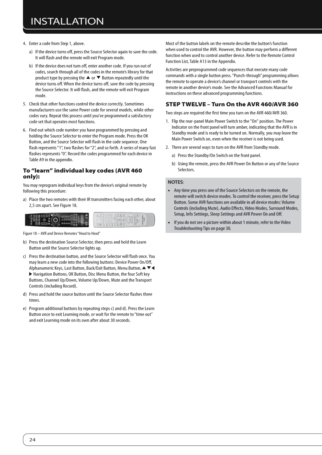 Harman-Kardon AVR360 owner manual To learn individual key codes AVR 460 only, Step Twelve Turn On the AVR 460/AVR 