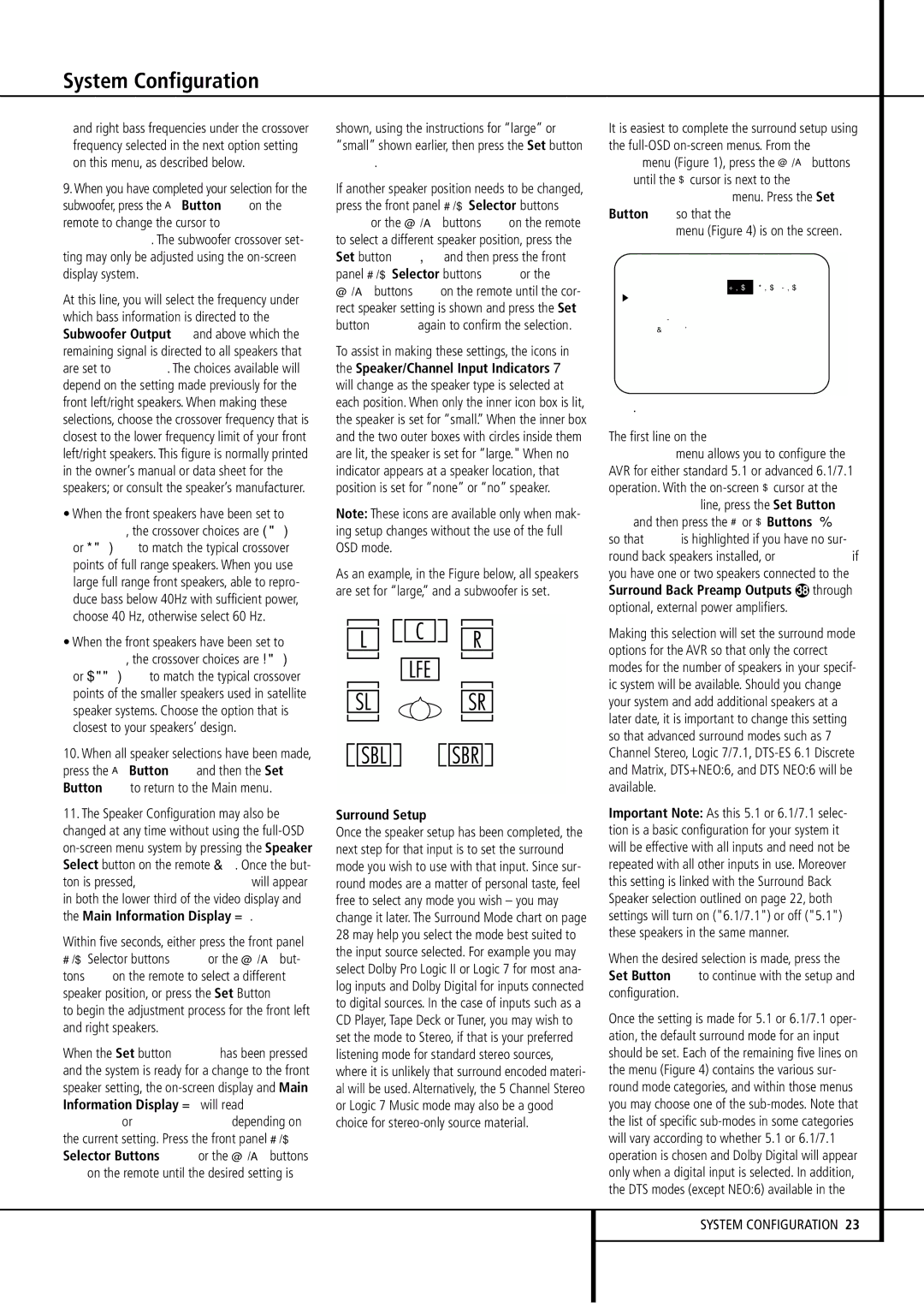 Harman-Kardon AVR4500 owner manual Surround Setup 