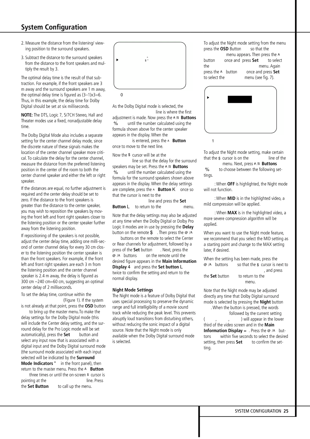 Harman-Kardon AVR4500 owner manual Night Mode Settings 