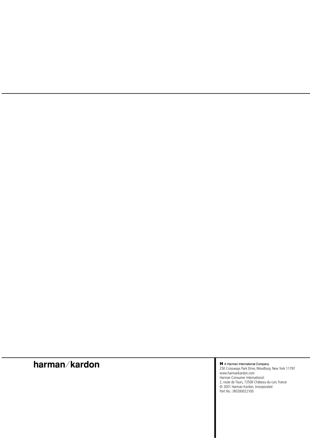 Harman-Kardon AVR4500 owner manual Harman Consumer International 