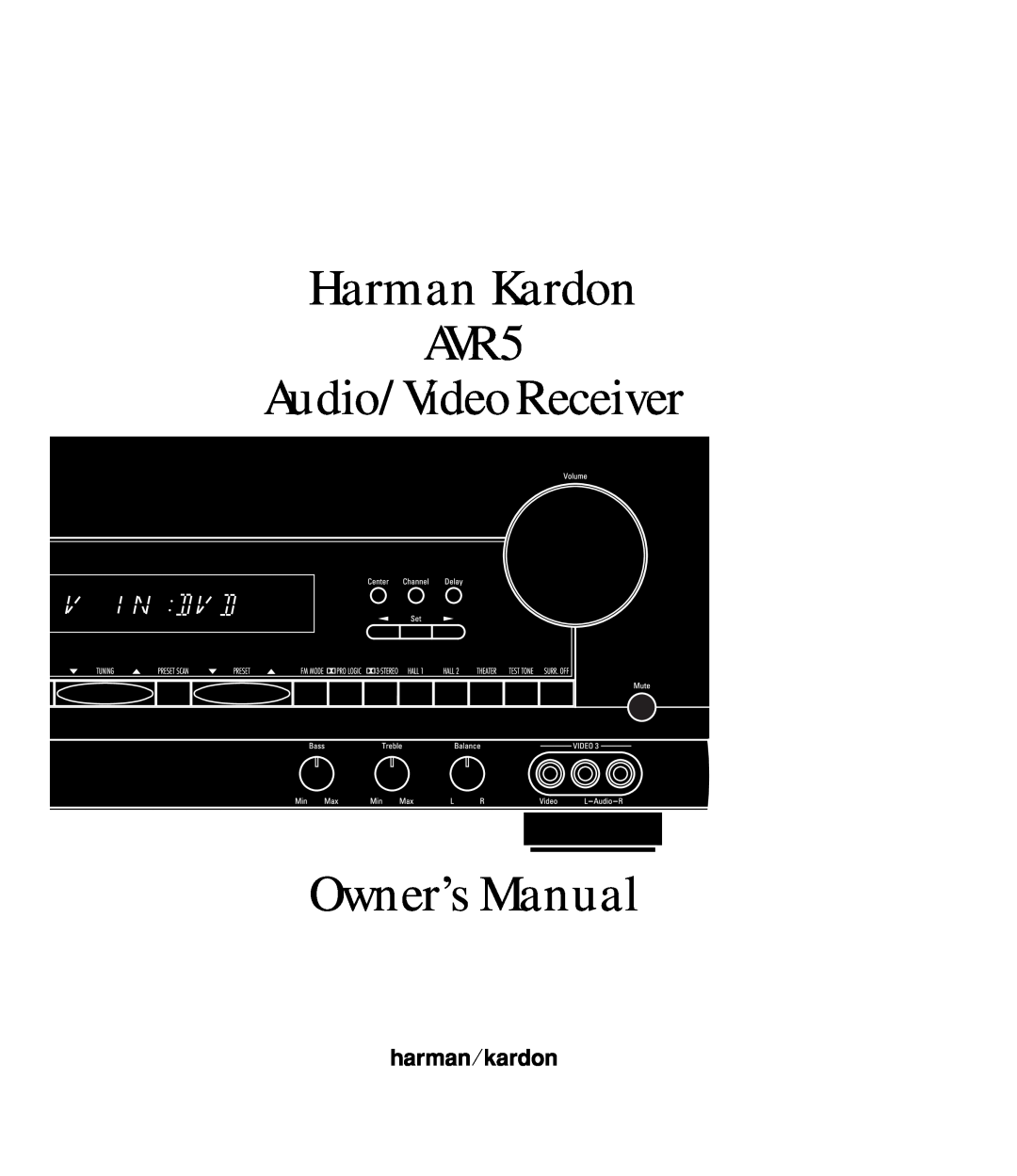 Harman-Kardon owner manual Harman Kardon AVR5 Audio/VideoReceiver 