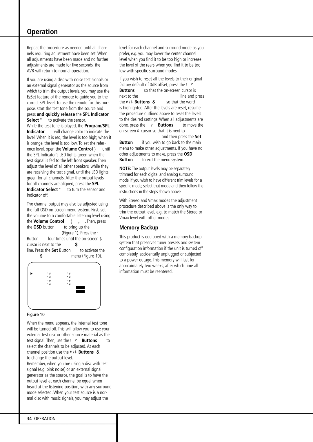 Harman-Kardon AVR507 owner manual Memory Backup, Select to activate the sensor, Indicator Select, Indicator off 