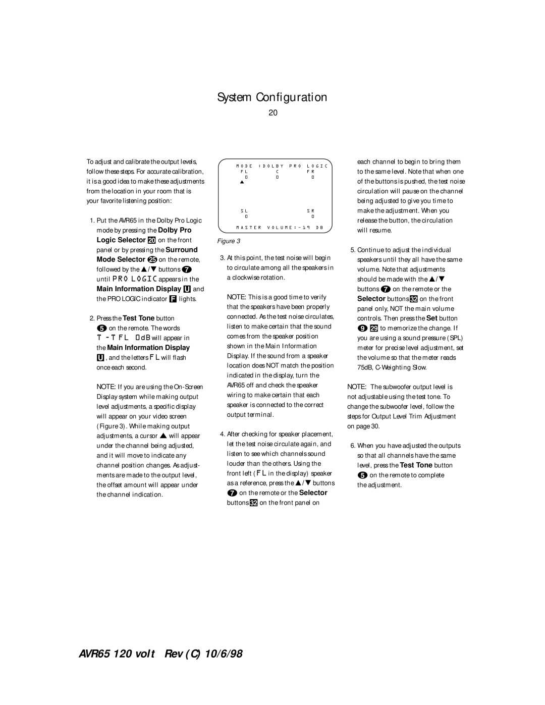 Harman-Kardon AVR65 manual Letters FLwill flash once each second, Adjustment 