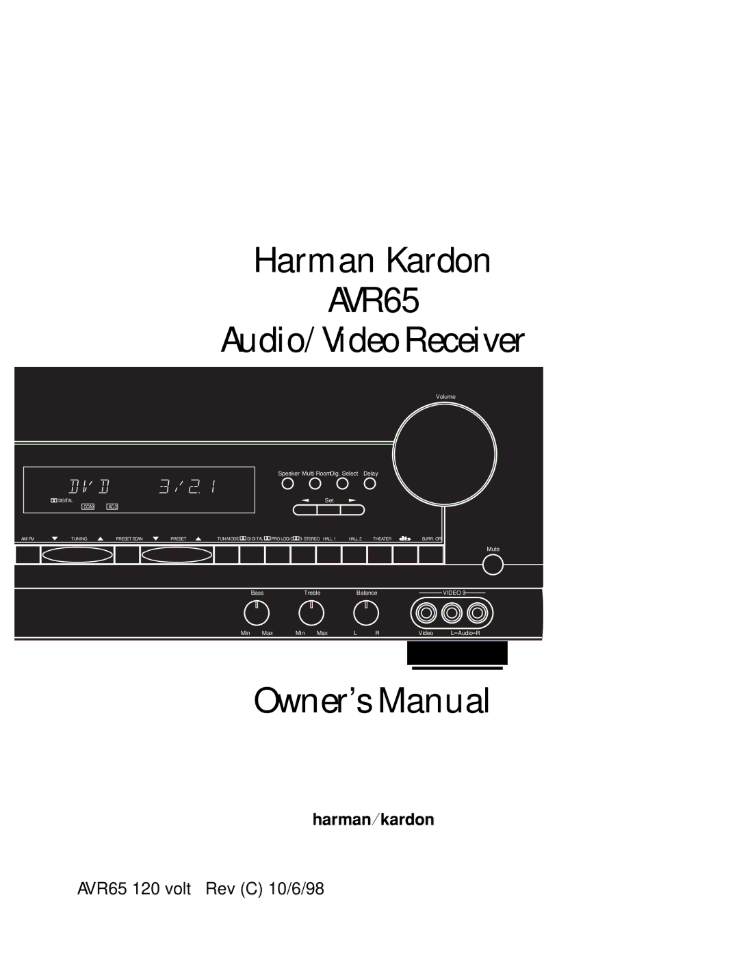 Harman-Kardon AVR65 manual 