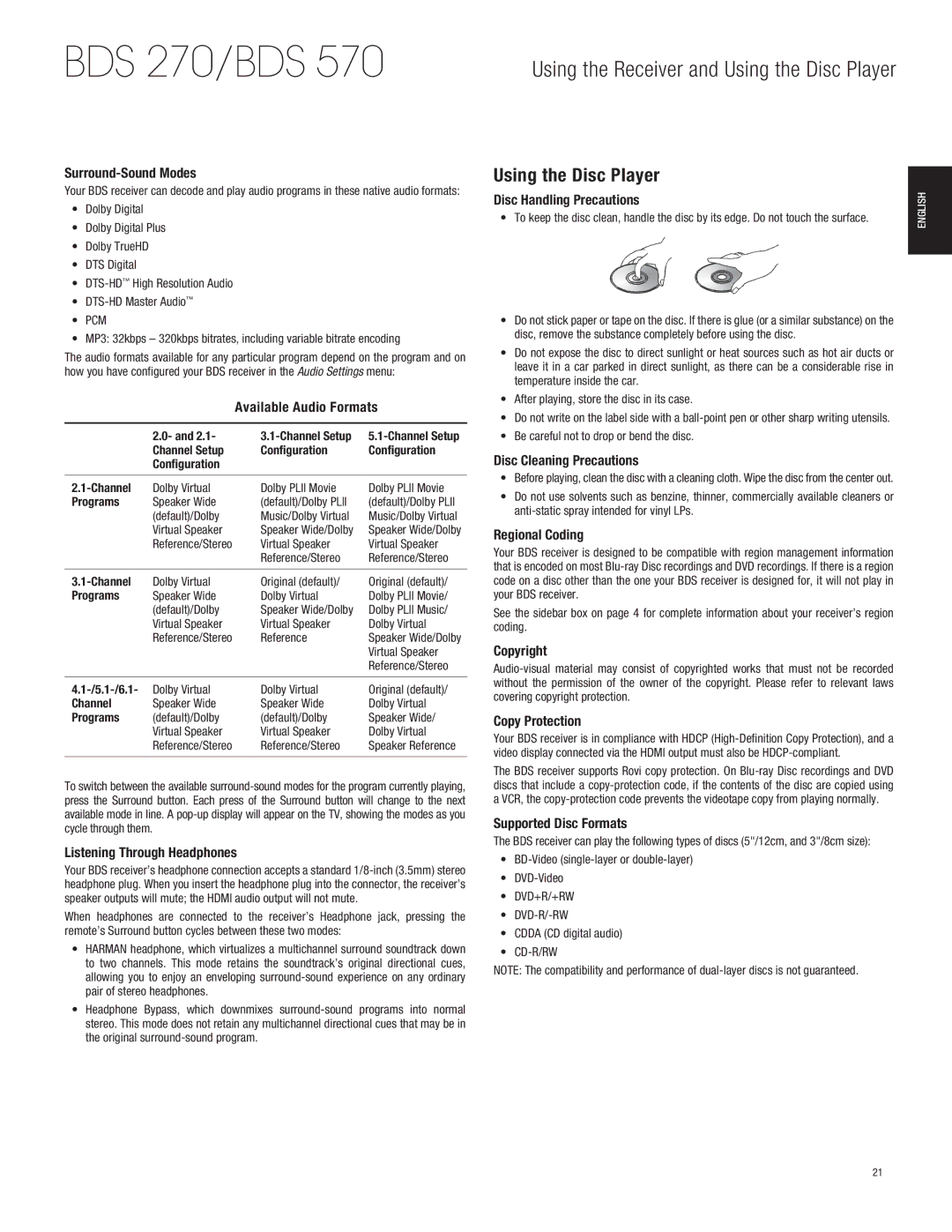 Harman-Kardon BDS770 owner manual Using the Disc Player 