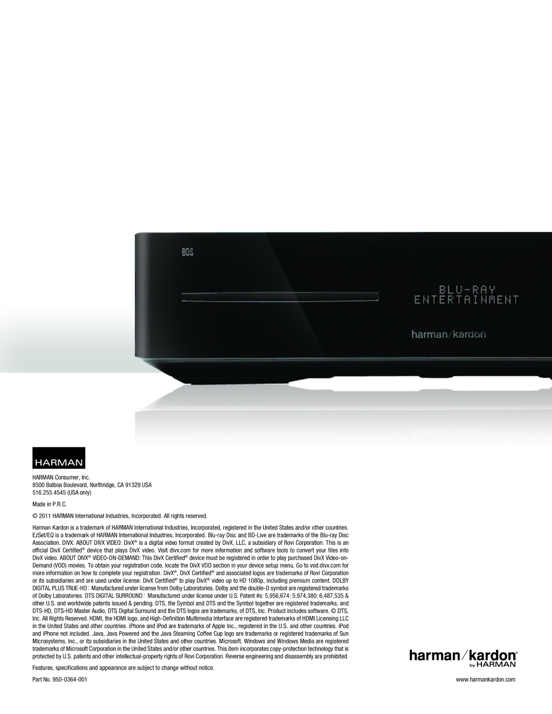 Harman-Kardon BDS770 owner manual 