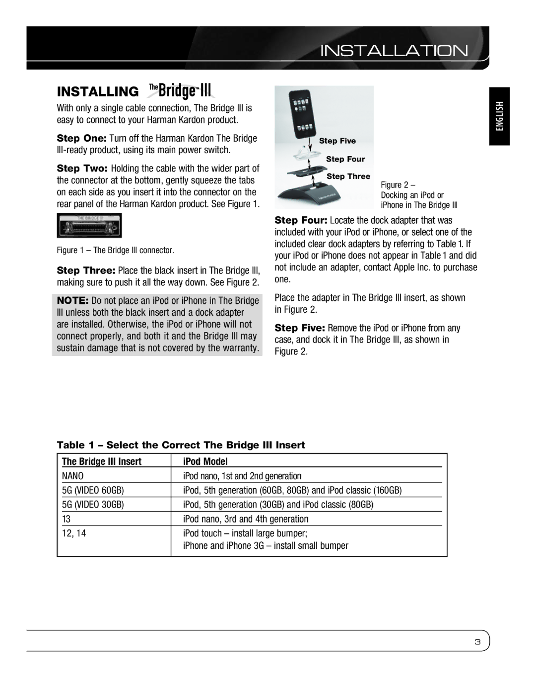 Harman-Kardon BRIDGEIII owner manual InSTALLATIOn, InstallIng 