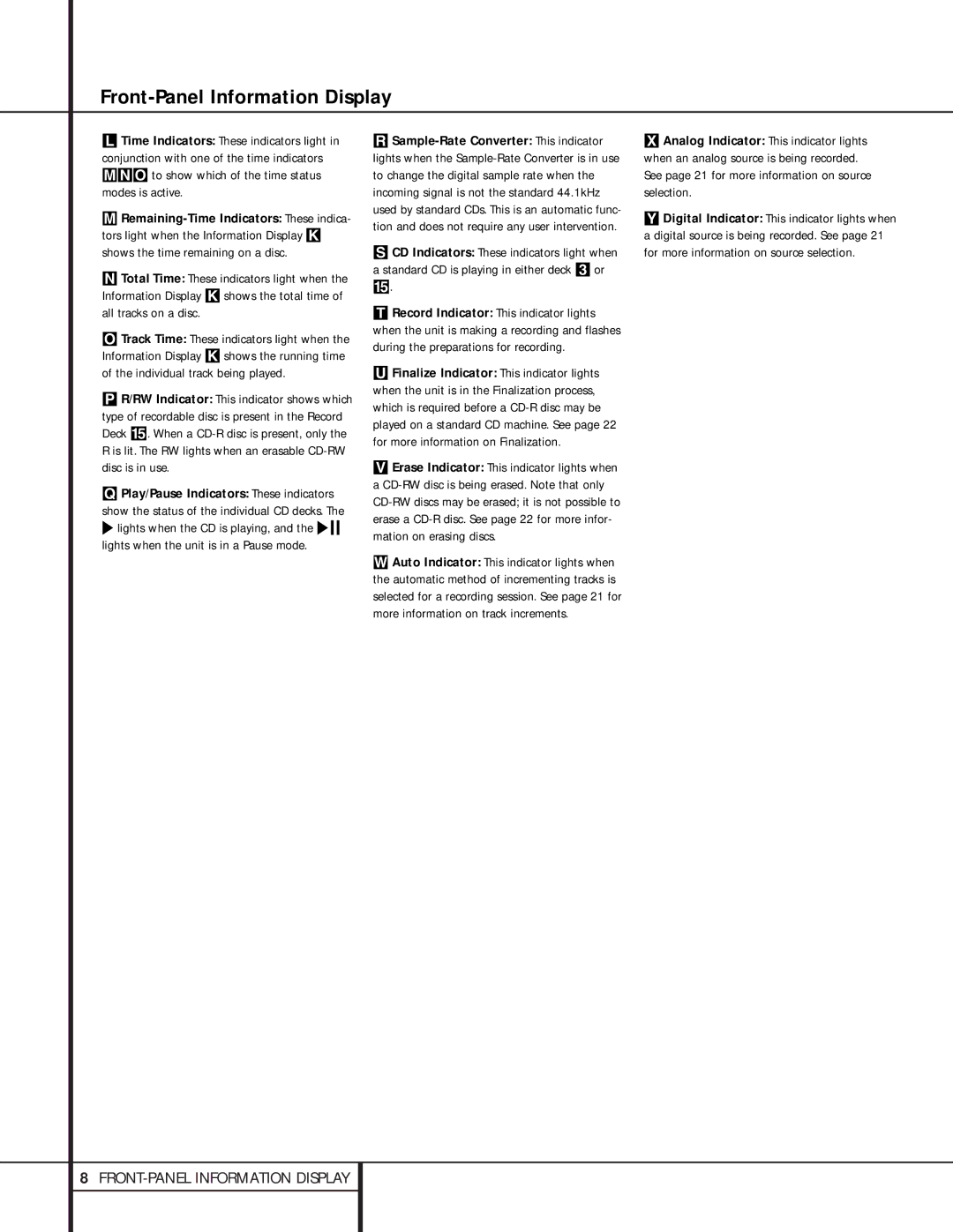 Harman-Kardon CDR 20 owner manual Front-Panel Information Display 