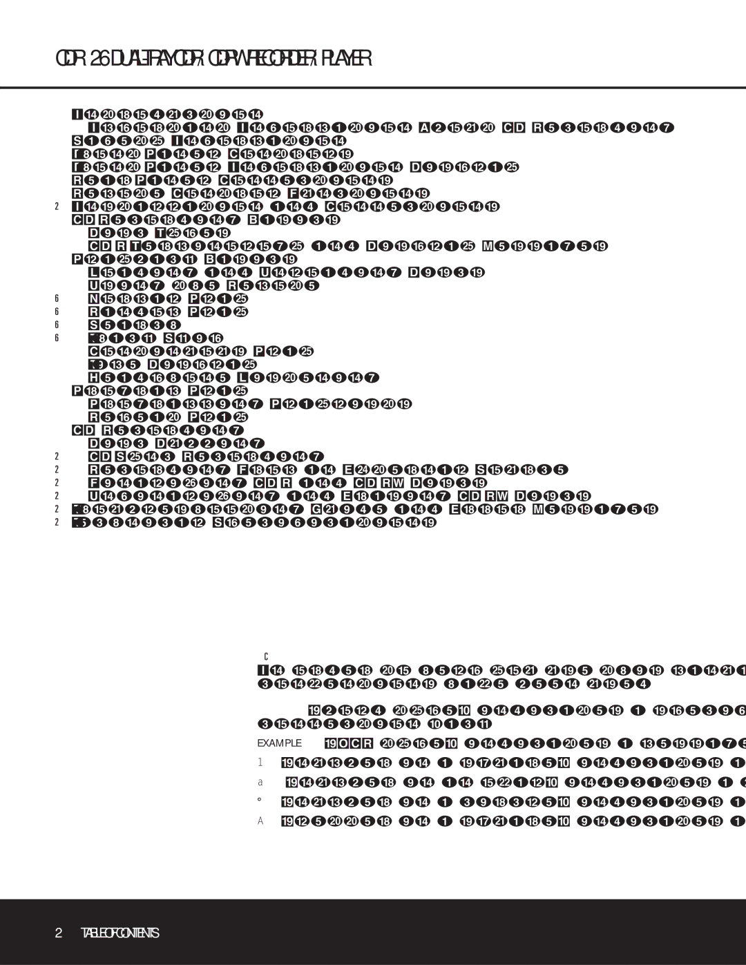 Harman-Kardon owner manual CDR 26 DUAL-TRAY CD-R/CD-RW RECORDER/PLAYER, Table of Contents 