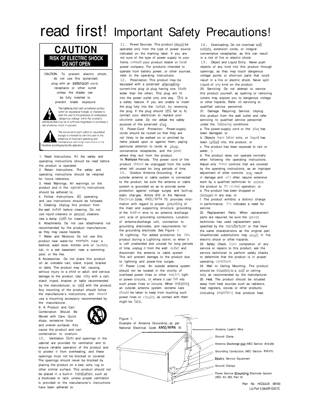 Harman-Kardon CDR 26 owner manual Read first! Important Safety Precautions 