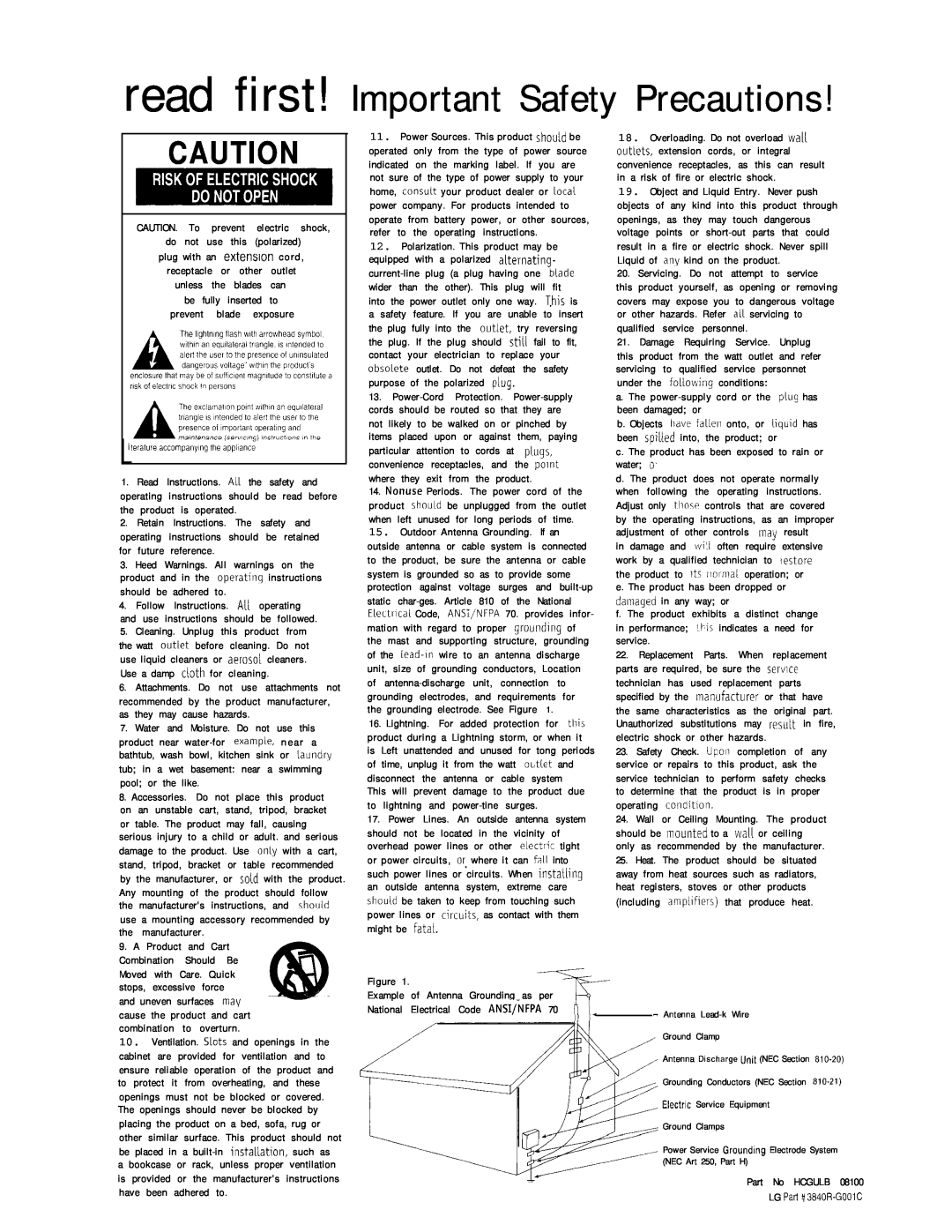 Harman-Kardon CDR 26 owner manual read first! Important Safety Precautions 