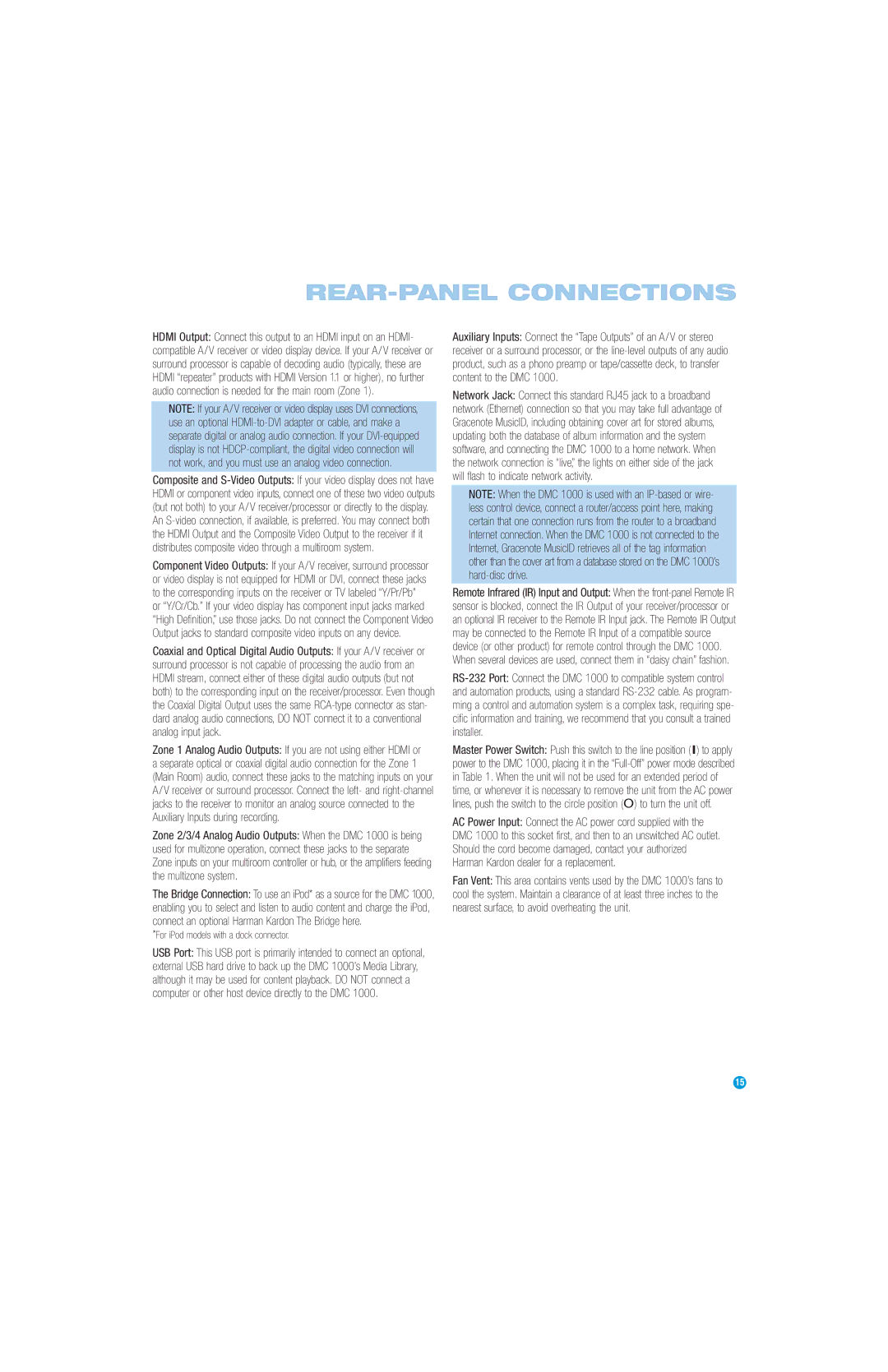 Harman-Kardon DMC 1000 manual For iPod models with a dock connector 