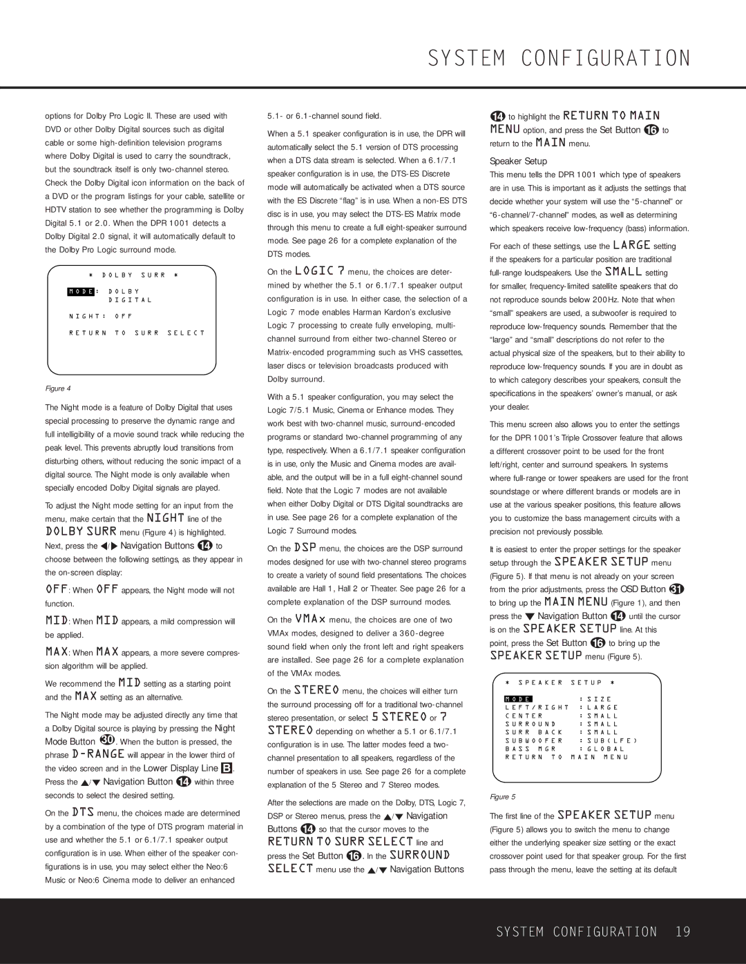 Harman-Kardon DPR 1001 owner manual Or 6.1-channel sound field, Speaker Setup 