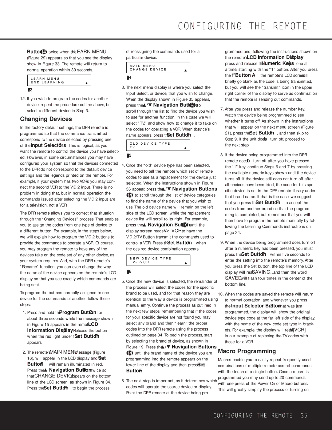 Harman-Kardon DPR 1001 Changing Devices, Macro Programming, Reassigning the commands used for a particular device 