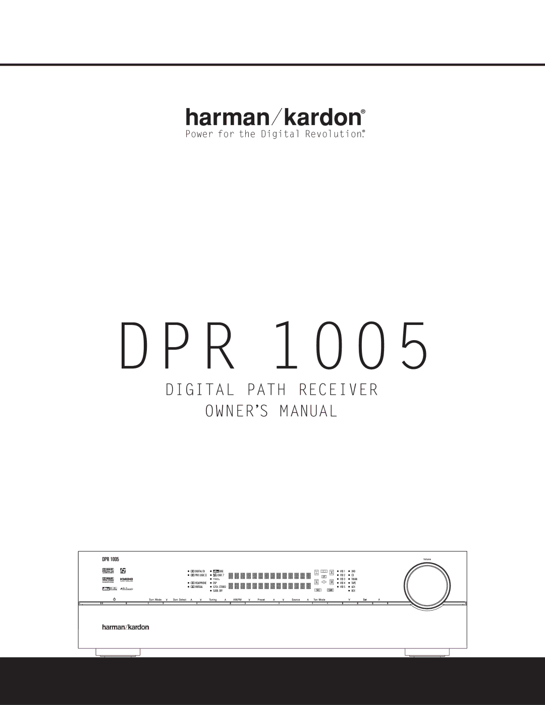 Harman-Kardon DPR 1005 owner manual Dpr, Digital Path Receiver 