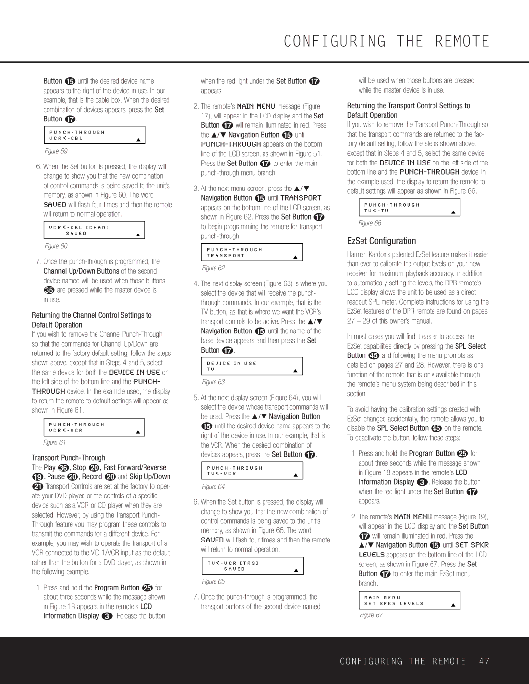 Harman-Kardon DPR 1005 owner manual EzSet Configuration, When the red light under the Set Button q appears 