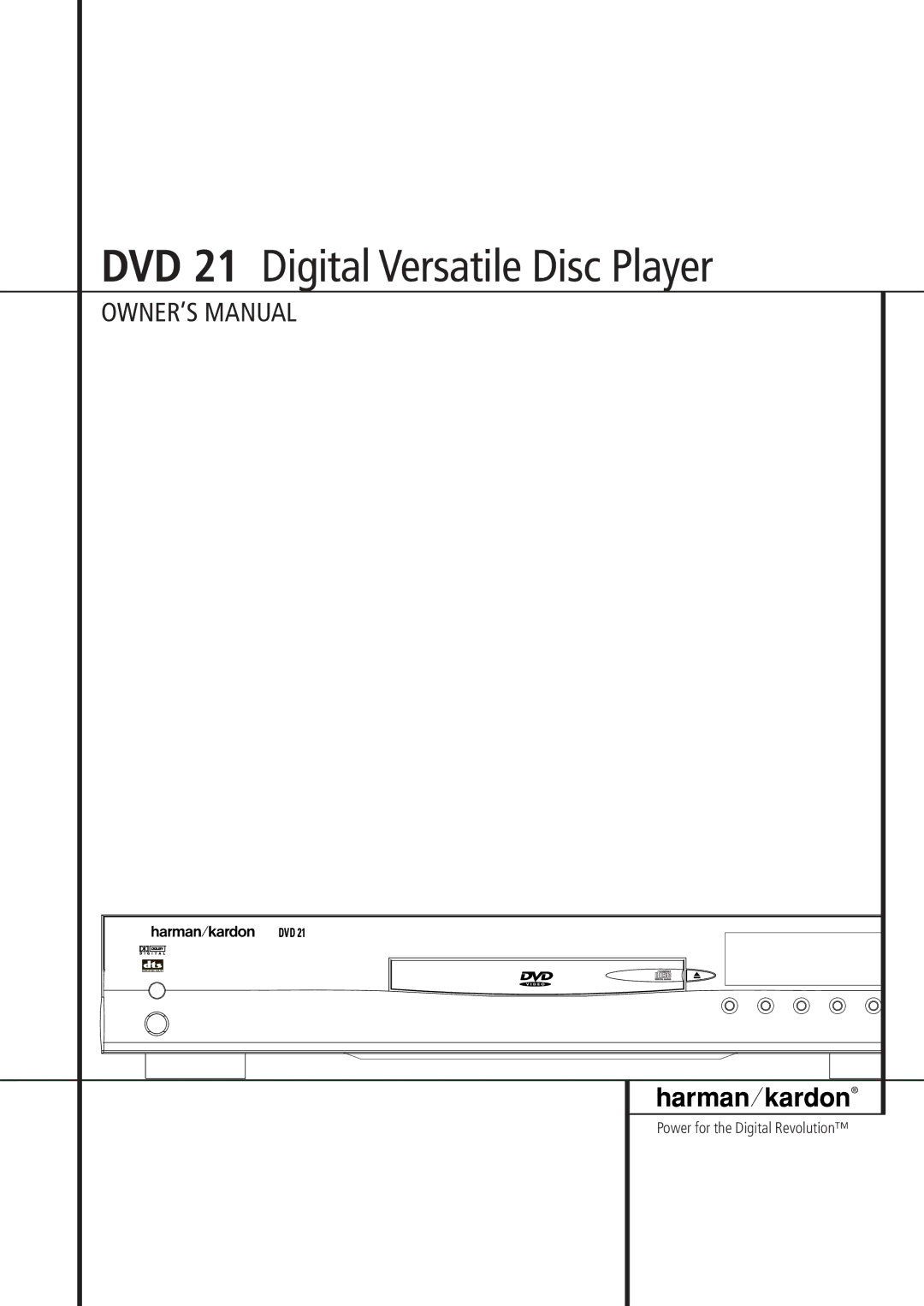 Harman-Kardon owner manual DVD 21 Digital Versatile Disc Player 