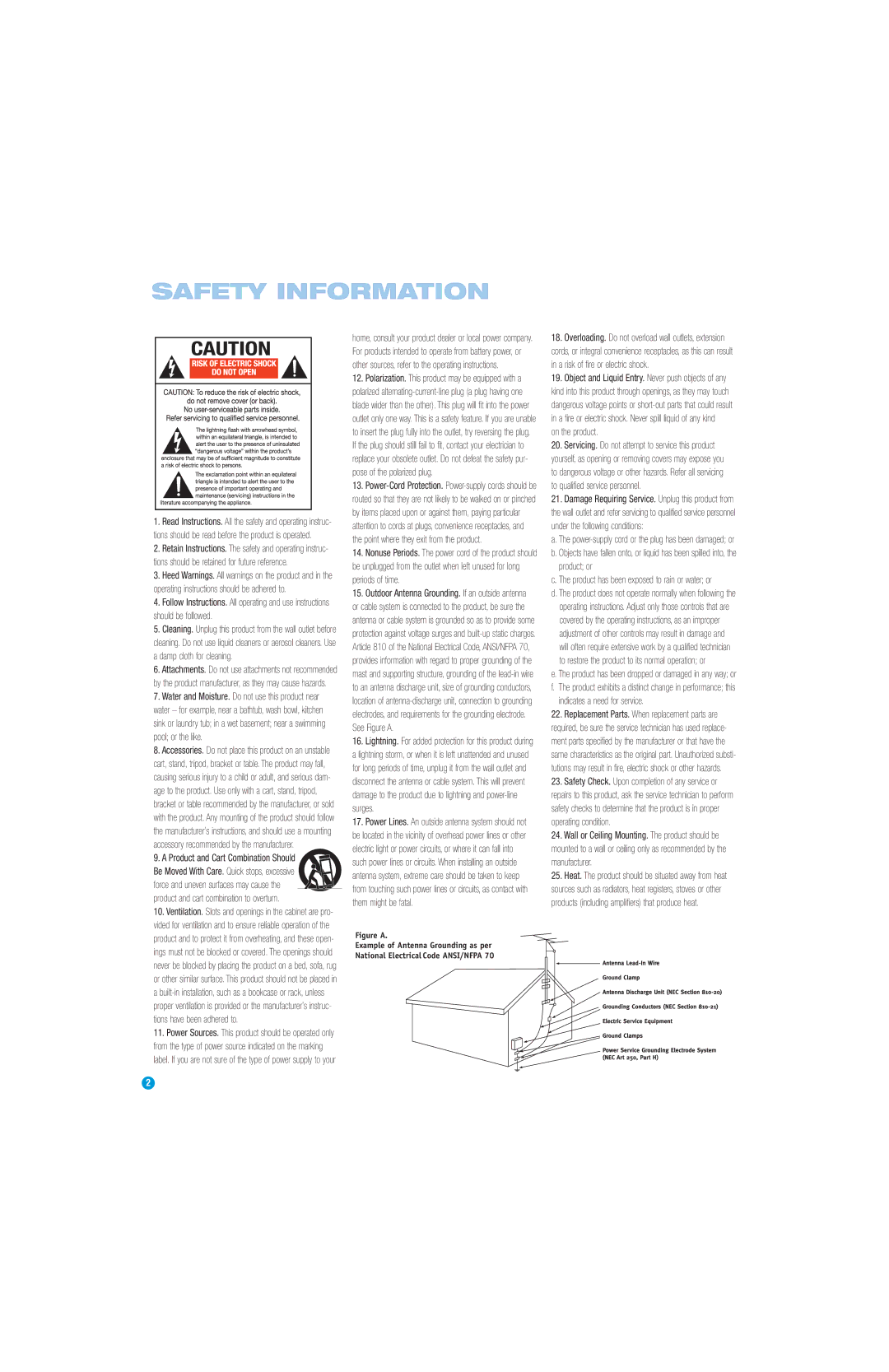 Harman-Kardon DVD 38 manual Safety Information, On the product, Product or, Indicates a need for service 