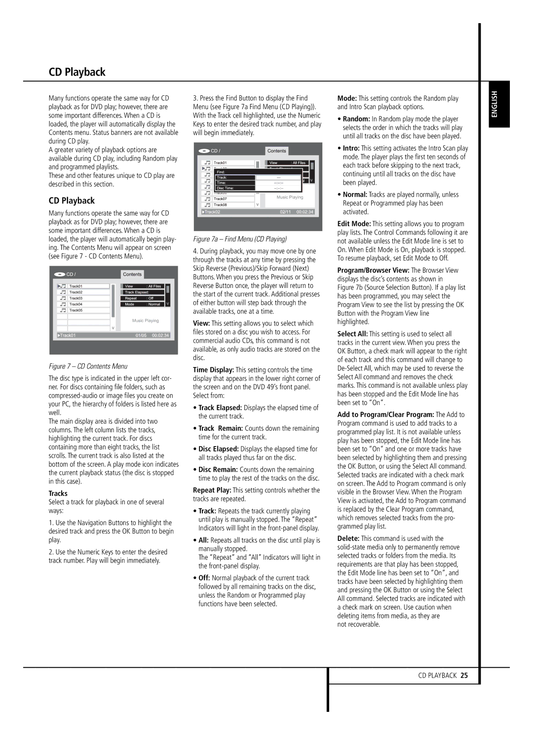 Harman-Kardon DVD 39, DVD 49 owner manual CD Playback, Tracks, Not recoverable 