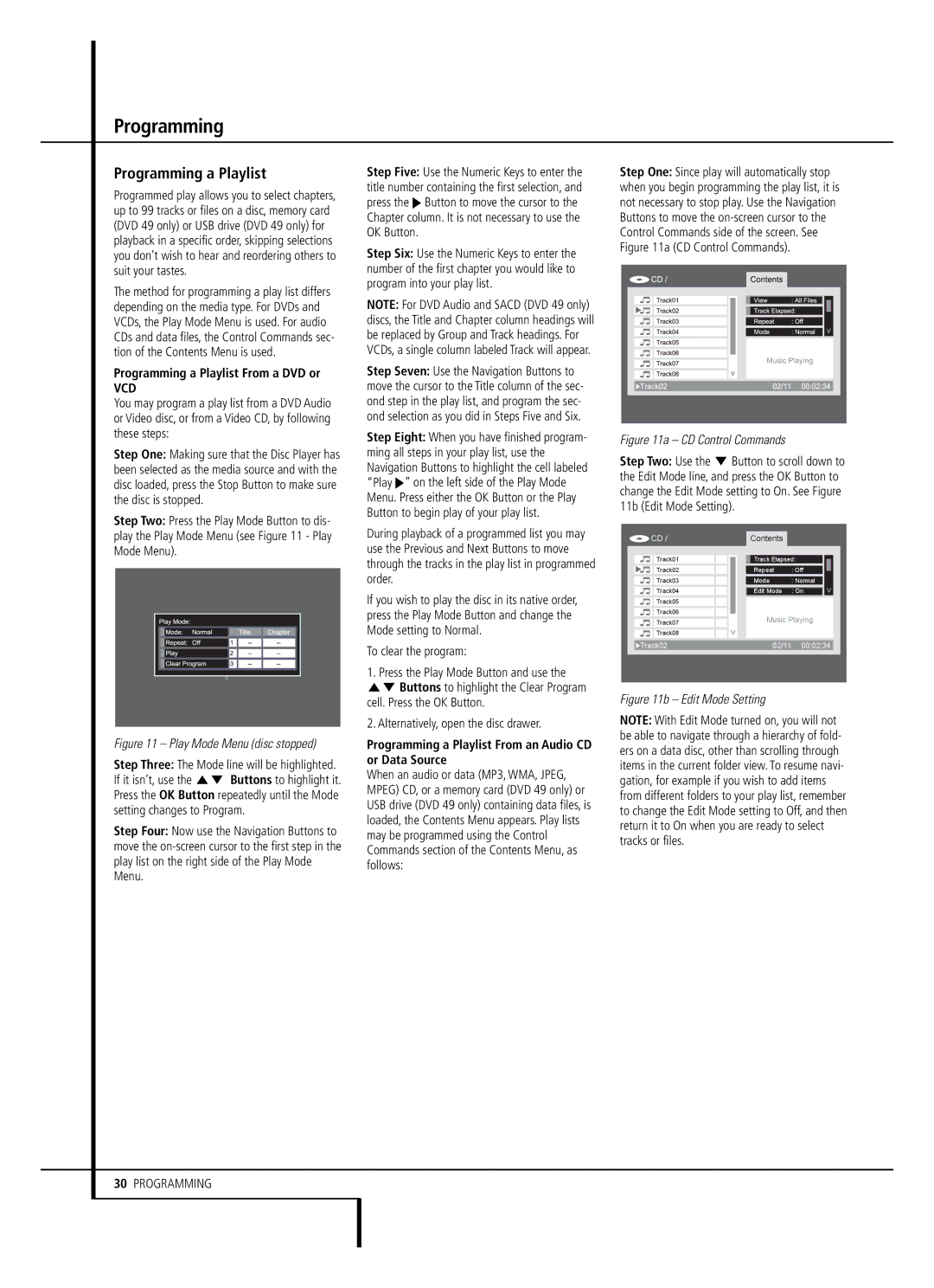 Harman-Kardon DVD 49 Programming a Playlist From a DVD or, Programming a Playlist From an Audio CD or Data Source 