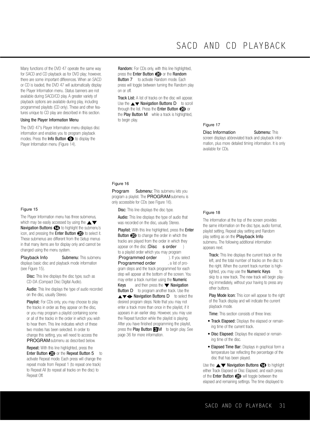 Harman-Kardon DVD47 Sacd and CD Playback, Using the Player Information Menu, Time This section consists of three lines 