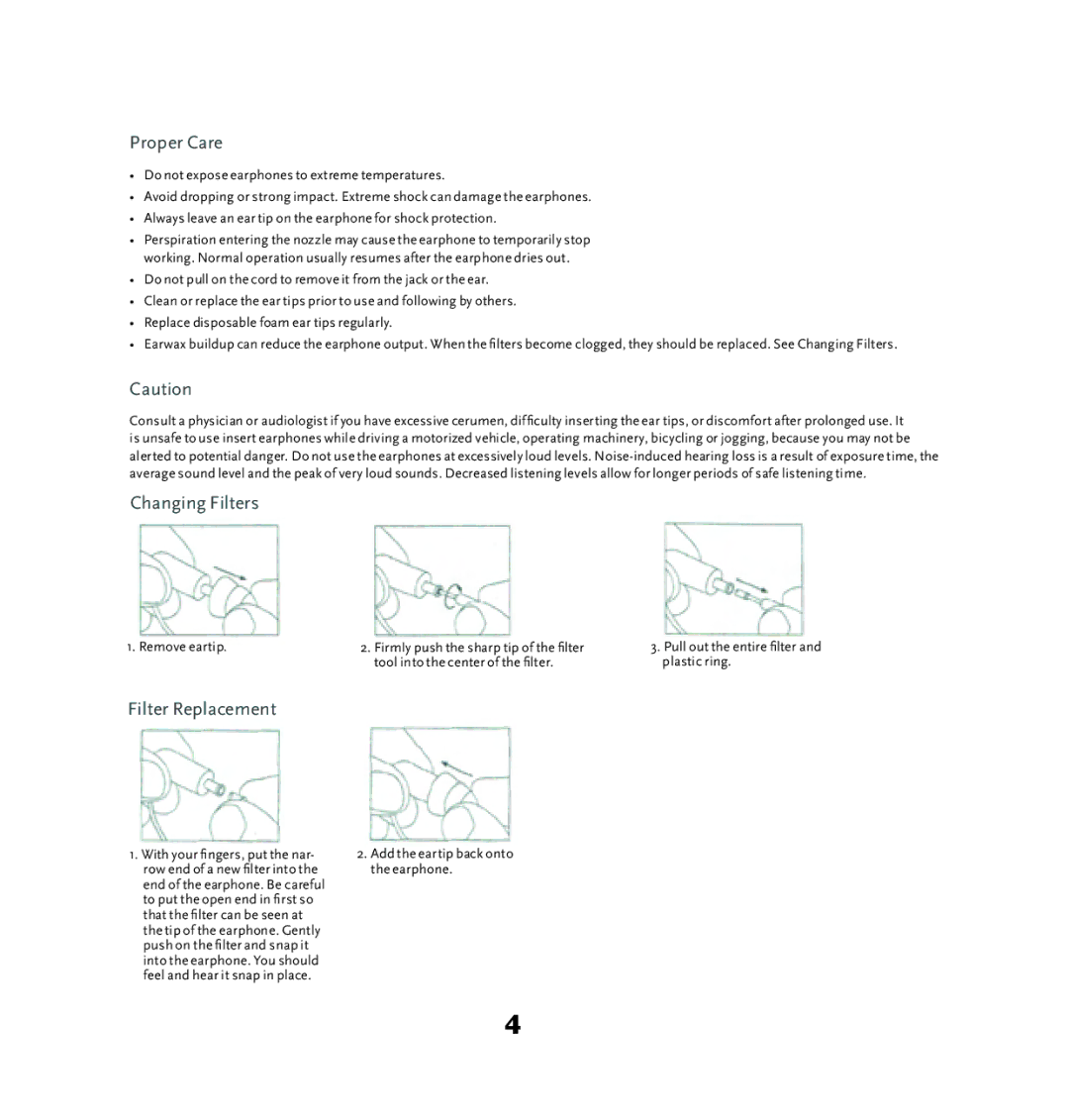 Harman-Kardon EP 730 manual Proper Care, Changing Filters, Filter Replacement 