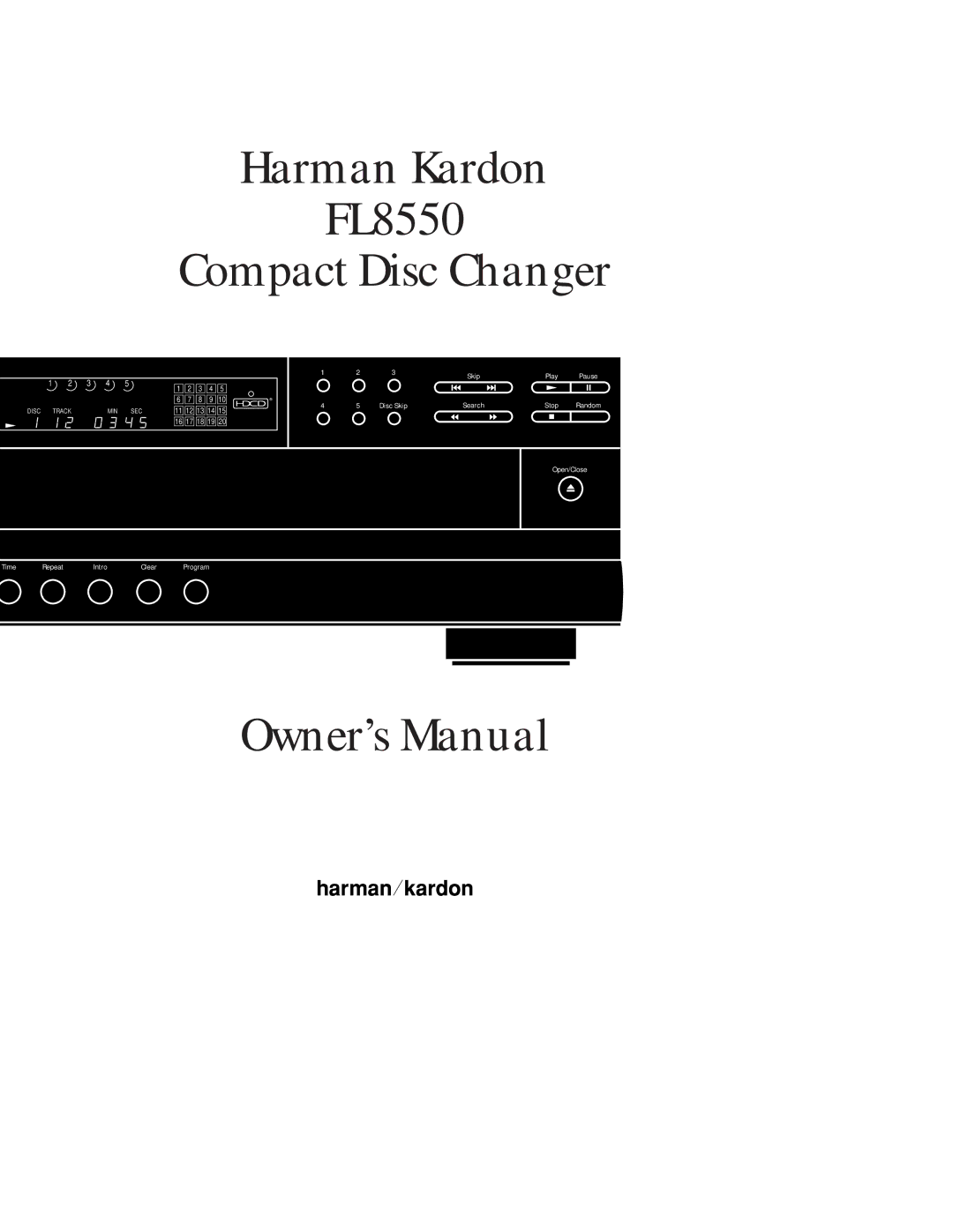 Harman-Kardon owner manual Harman Kardon FL8550 Compact Disc Changer 