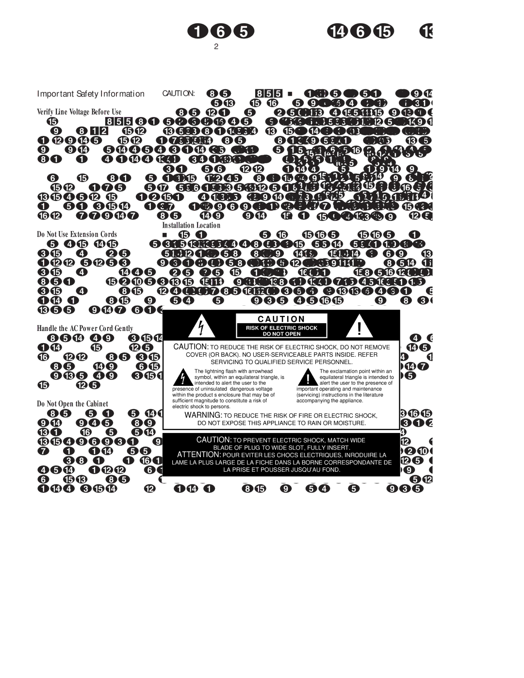 Harman-Kardon FL8550 owner manual Important Safety Information 