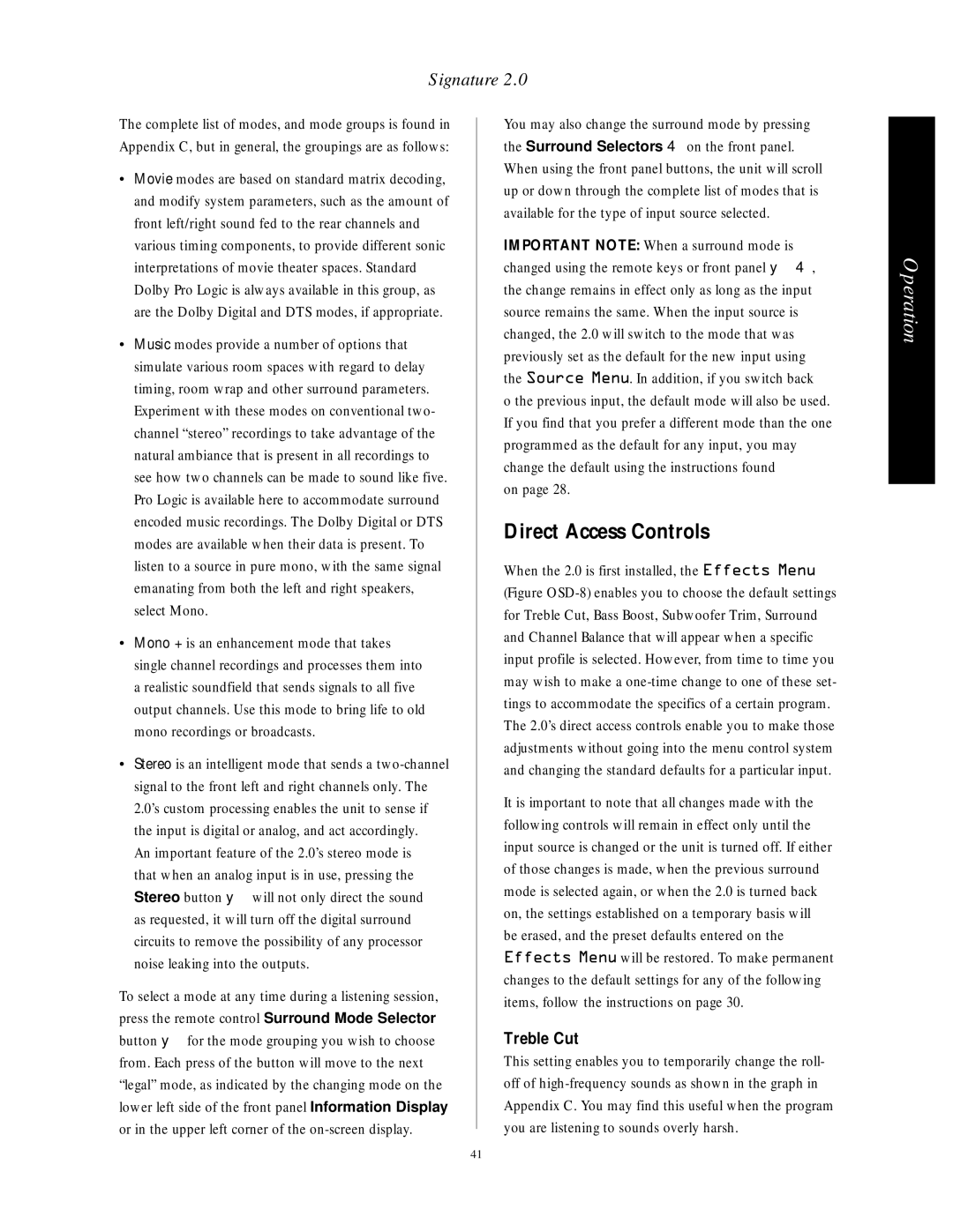 Harman-Kardon HA160-0004-A manual Direct Access Controls, Treble Cut 