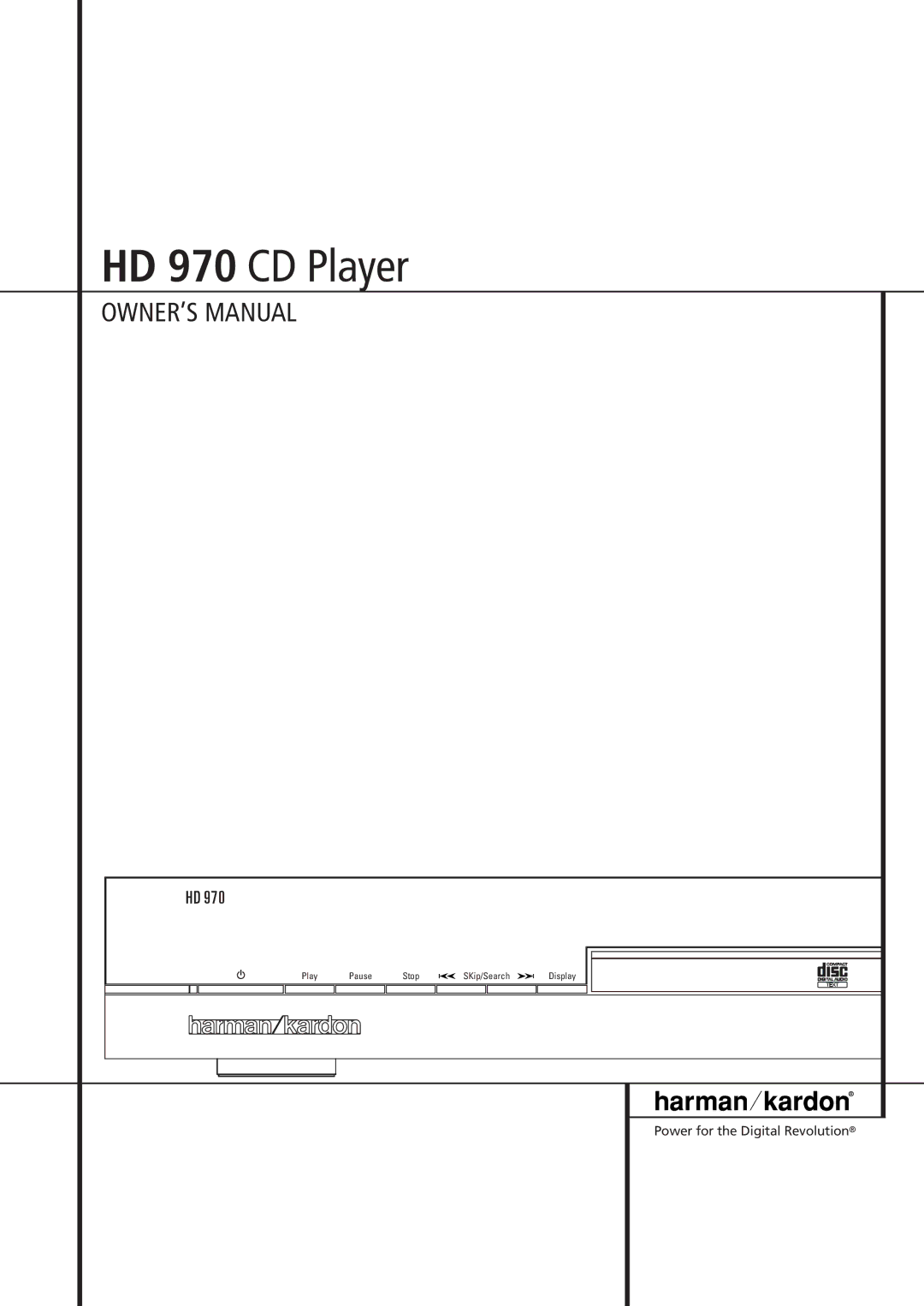 Harman-Kardon owner manual HD 970 CD Player 