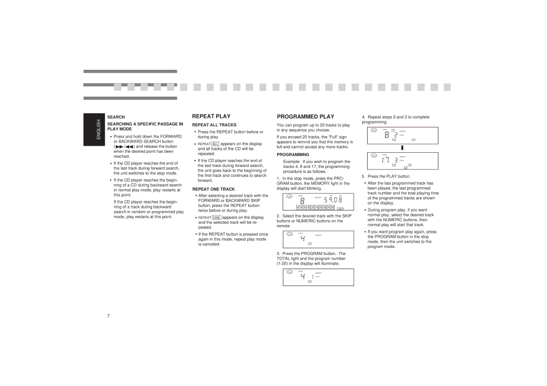 Harman-Kardon HD710 owner manual Repeat Play, Programmed Play 