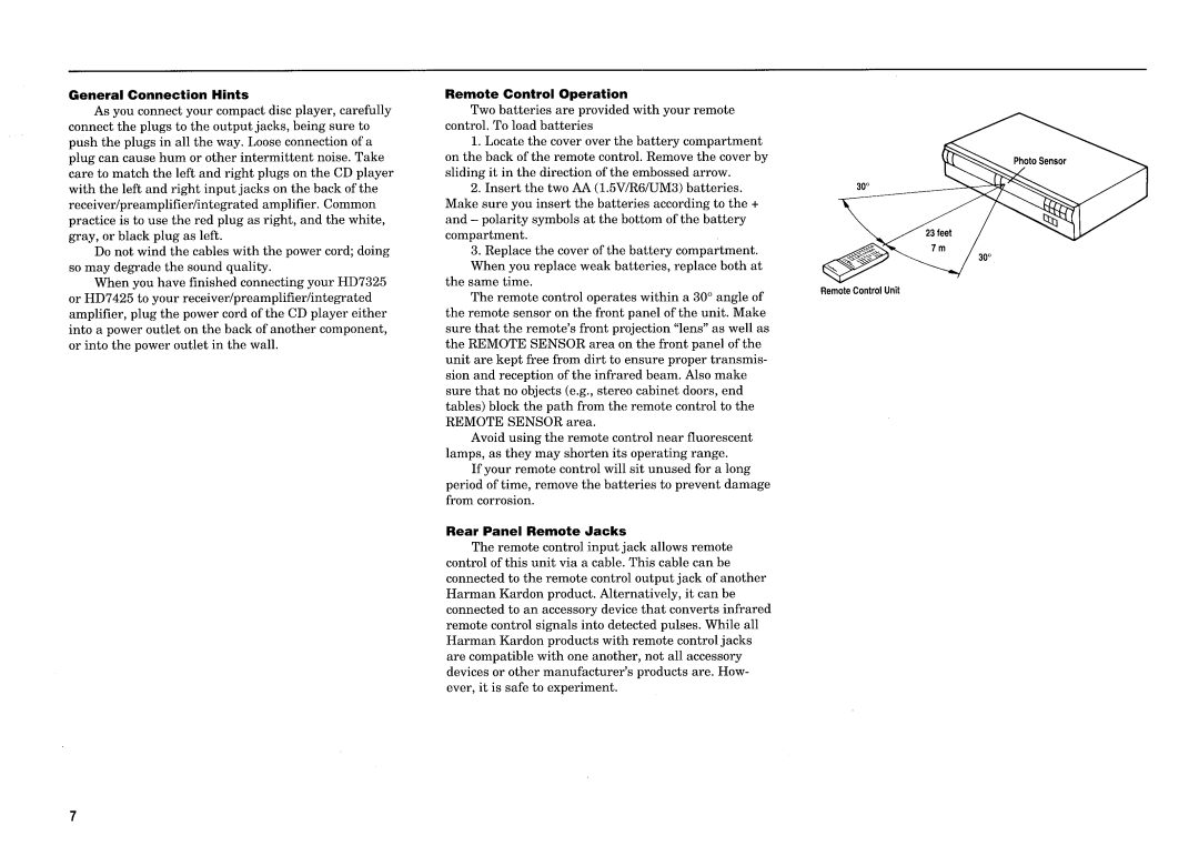 Harman-Kardon HD7325, HD7425 manual 