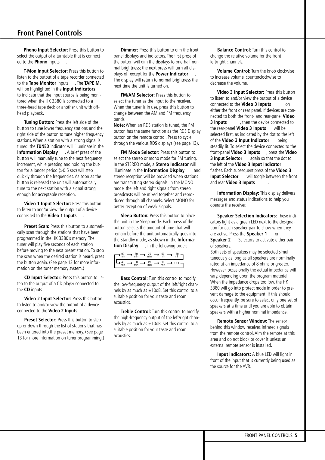 Harman-Kardon HK 3380 owner manual Inputs 