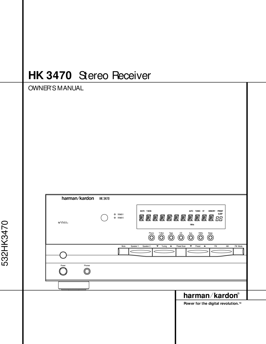 Harman-Kardon owner manual HK 3470 Stereo Receiver 