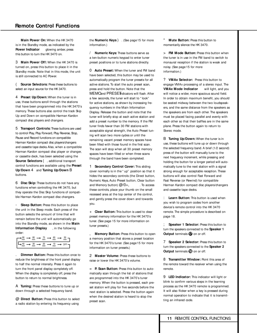 Harman-Kardon HK 3470 Numeric Keys K. See page 15 for more information, Information, Tuning Up/Down When the tuner is 